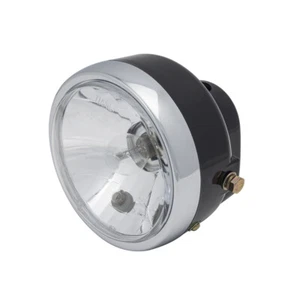 Custom Chrome & Black Universal Motorcycle Motorbike Chrome Headlight | New - Picture 1 of 8