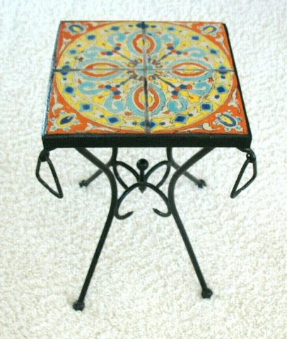Vintage California D & M Tile Top Wrought Iron Table Cover