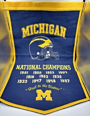 Michigan University Wolverines Football Dynasty 24x36 Wool Banner Winning Streak - Image 1 of 4