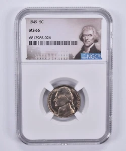 1949 Jefferson Nickel 5c MS66 NGC Special Label - Picture 1 of 5