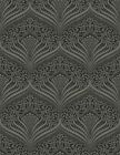 Filigree Ogee on Black in Paper and Ink by Wallquest LA31700