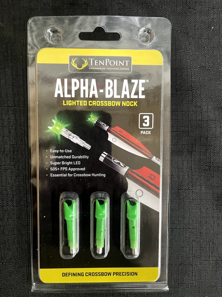 TenPoint Alpha Blaze Lighted Nocks Bowstring Activated Green 3-Pack - HEA-379.3