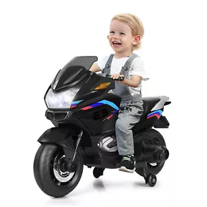 12V Kids Ride On Motorcycle Electric Motor Bike w/LED Lights Children Gift Black - Picture 1 of 6
