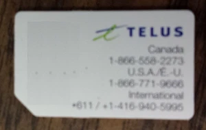USED TELUS HSPA SIM CARD RESTORING TEST CELL PHONES BOOT BYPASS UNLOCK UNLOCKING - Zdjęcie 1 z 1