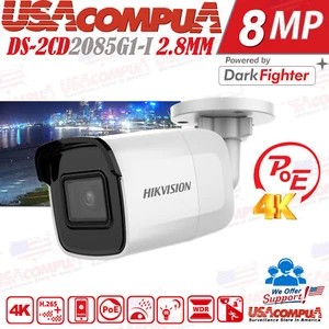 Original 4K Darkfighter DS-2CD2085G1-I 8MP IP Bullet Camera PoE WHITE / BLACK - Picture 1 of 8
