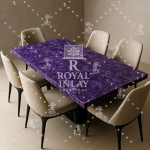 Amethyst Crystal Coffee Table – Rectangle Purple Stone Centerpiece for Interiors - Picture 1 of 11