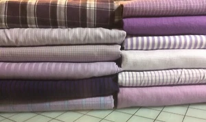 Big Scraps of 12 Men's PURPLE shirts Left Side WITH pocket 100% Cotton Fabric - Picture 1 of 10