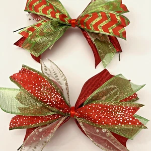 Grinch Inspired Messy Bows For Gifts Tree Fillers 9 inch wide x 2 Bows Handmade - Picture 1 of 5