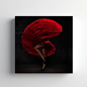 Ballerino di flamenco in gonna rossa stampa tela arte da parete, arredamento casa appendiabiti da parete - Foto 1 di 12