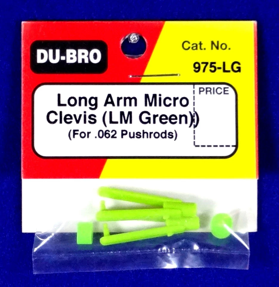 DU-BRO LIME GREEN LONG ARM MICRO CLEVIS FOR .062" PUSHRODS (2)( CAT. # 975-LG ) - Image 1 of 1