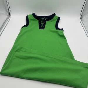 Lauren Ralph Lauren Womens Midi Dress Green & Blue Sleeveless Laced Neck Size L - Picture 1 of 10