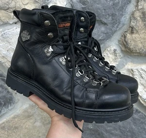 Harley Davidson Dipstick Boots Mens Size 9 Black Leather Lace Up Riding Boots - Picture 1 of 5