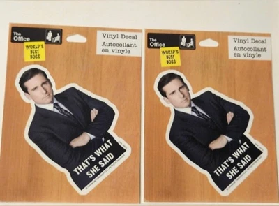 JUEGO DE 2 CALCOMANÍAS DE VINILO PEGATINAS NUEVO CON ETIQUETAS: LA OFICINA MICHAEL SCOTT ESO ES LO QUE DIJO Foto 1 de 4