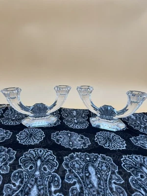 Set of  Val St Lambert Imperial 1930s Belgian Crystal Branch Candlestick Holders - Image 1 of 4