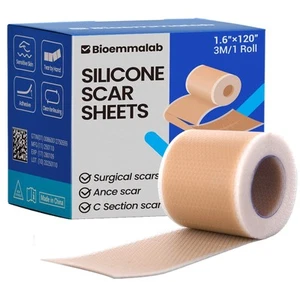 Silicone Scar Sheets Surgical Tape (1.6”x120” Roll) Face Patches Acne Treatme... - Picture 1 of 1