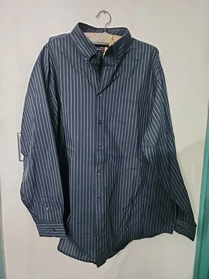 Camisa masculina listrada Roundtree & Yorke tamanho XL verde branca azul TRAVEL SMART - Imagem 1 de 4