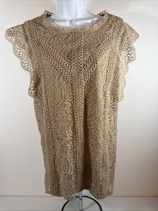 Cable & Gauge Lace Top Sleeveless Mock Neck Blouse Elegant Party 3X - Picture 1 of 10