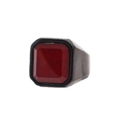 Anillos para hombre de acero inoxidable natural ojo de tigre piedra roja y negra anillo de piedra Foto 1 de 4