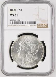 1890-S Morgan Dollar NGC zertifiziert MS61 - Bild 1 von 2