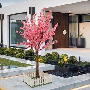 1.5M Pink Fake Sakura Flower Artificial Cherry Blossom Tree W/ Square Base New - Picture 1 of 14