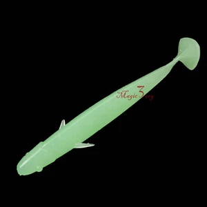 8X Soft Lure Grub Worm Plastic Swimbait Bait 4" Glow in the Dark Texas Rig Salty - Picture 1 of 5