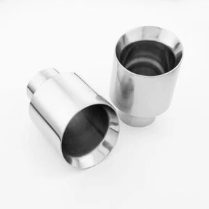 Stainless Steel Polished Exhaust Tips Weld On 3" Inlet 5" Out Angle Cut 2PCS - Picture 1 of 6