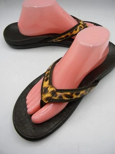 Vionic Orthaheel Tide II Animal Print Patent Leather Flip Flops Sandals Sz 11 - Picture 1 of 8