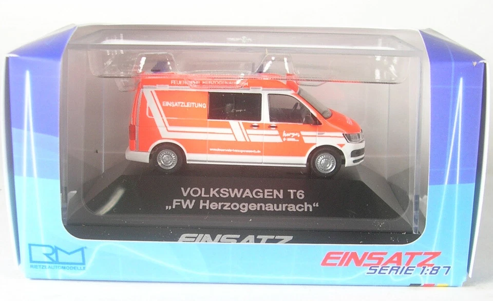 VW T6 Vigili Del Fuoco Herzogenaurach Comando 1:87 Rietze - Immagine 1 di 1