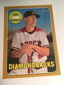 2018 Topps Heritage 5x7 Jumbo Jake Lamb Diamondbacks 384 Gold 01/10 - Picture 1 of 1