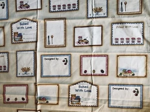Baked W/ Love Filled W/ Love Kitchen Sewing Quilt Labels Panel Marcus Bros. HTF - Picture 1 of 10