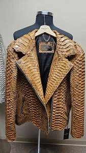Python Snakeskin Jacket Brown Cognac Men's XL Maison Kingsley - Picture 1 of 19