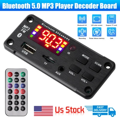 Amplificador 2x25W Bluetooth 5.0 12V Reproductor MP3 Placa Decodificadora Coche Módulo Altavoz FM Foto 1 de 4