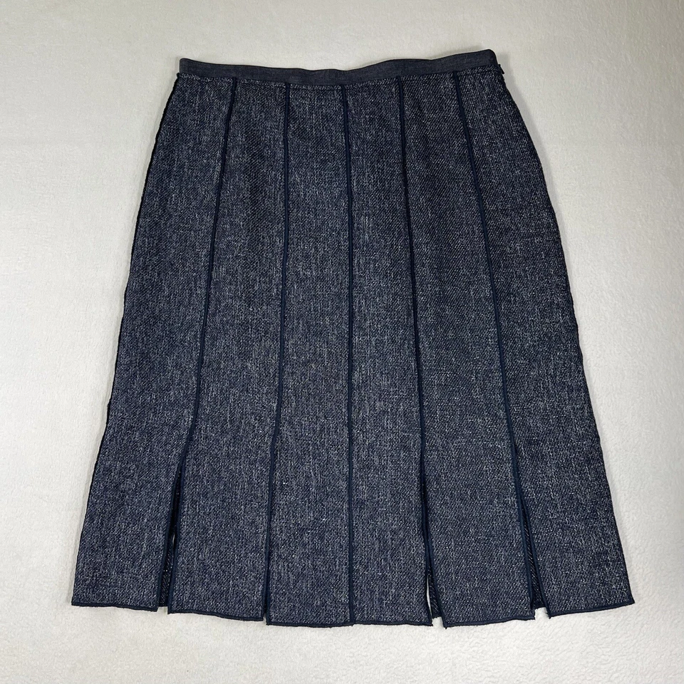 Worth New York Skirt Women's 6 Midi Blue A-line Slit Hem Lined Career Office - Image 1 of 4