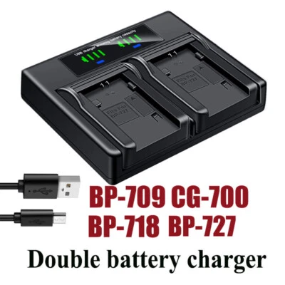Dual Battery Charger For Canon BP-727-709 718 CG-700 VIXIA HF M50 M52 M500 R30 - Image 1 of 4