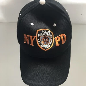 NYPD New York Police Department Baseball Cap Hat Strapback | Black Orange Crest - Picture 1 of 2