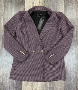 NWT RACHEL ZOE Women's Pink and Black Striped Blazer Jacket Size XS - Picture 1 of 21