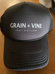 Grain + Vine Craft Distillery Trucker Mesh Hat Black Adjustable - Picture 1 of 3