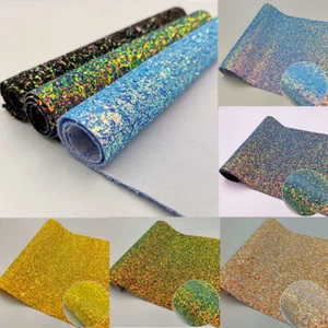 Stoff Handwerk bunter Stoff A4 Kleidung zum Selbermachen glänzend holographisch grobes Pulver - Bild 1 von 23