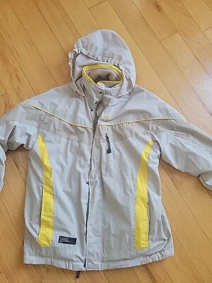 Abrigo IZOD 2 en 1 Impermeable Beige/Amarillo con Sudadera con Capucha, Lote Paquetes, Talla S Mujer. Foto 1 de 4