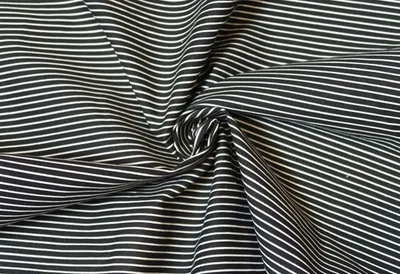 VINTAGE BLACK AND WHITE STRIPED COTTON FABRIC 6.47m x 0.87m - image 1 of 4