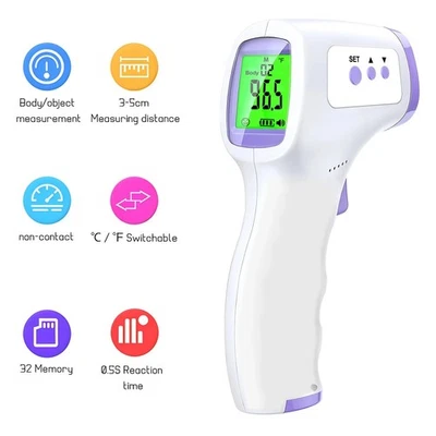 Digital Infrared Forehead Thermometer Non-Contact Temperature Gun Fever Measure - Image 1 of 4