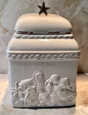 Bote Mud Pie Starfish Sea Shells Blanqueado MudPie Foto 1 de 4