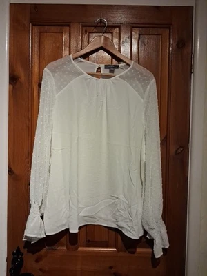 BNWOT Primark Size 20 White Tunic Shirt With 3d Sleeve Detail - Image 1 of 4