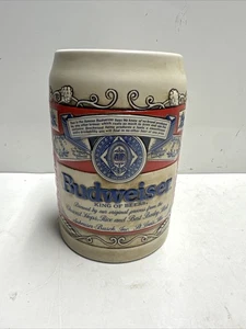 Vintage Anheuser Busch Budweiser Etikett Stein Bier Keramik Krug  - Bild 1 von 6