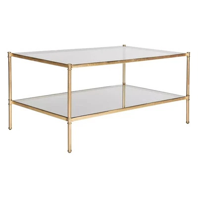 Mesa de centro asiática de dos niveles de vidrio Safawieh - hierro antiguo hoja de oro 25,5X 42,3 Foto 1 de 4