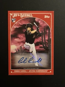 2023 Topps Corbin Carroll Auto Joy of Baseball Bob Ross /5 Bright Red RC - Bild 1 von 6