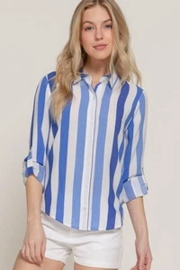 Long Slv Wide Stripe Woven Shirt - Picture 1 of 8