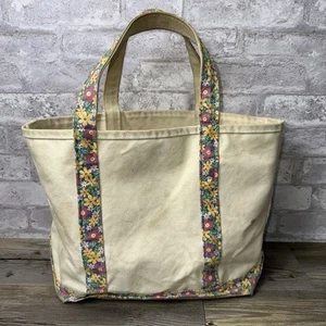 Vintage LL BEAN Boat & Tote Canvas Bag 14 X 11 Floral 1990. 4065 - Picture 1 of 19