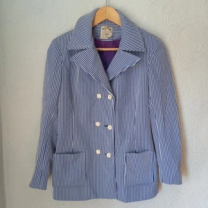 Chaqueta Blazer Para Mujer Vintage Años 70 Tictac Rayas M UK 10 - Imagen 1 de 4