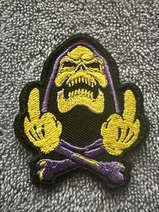 SKELETOR F YOU 2x3 Embroidered Morale Patch Hook Backing Brand New - Picture 1 of 4